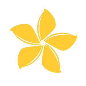 Yellow flower-like shape on a white background