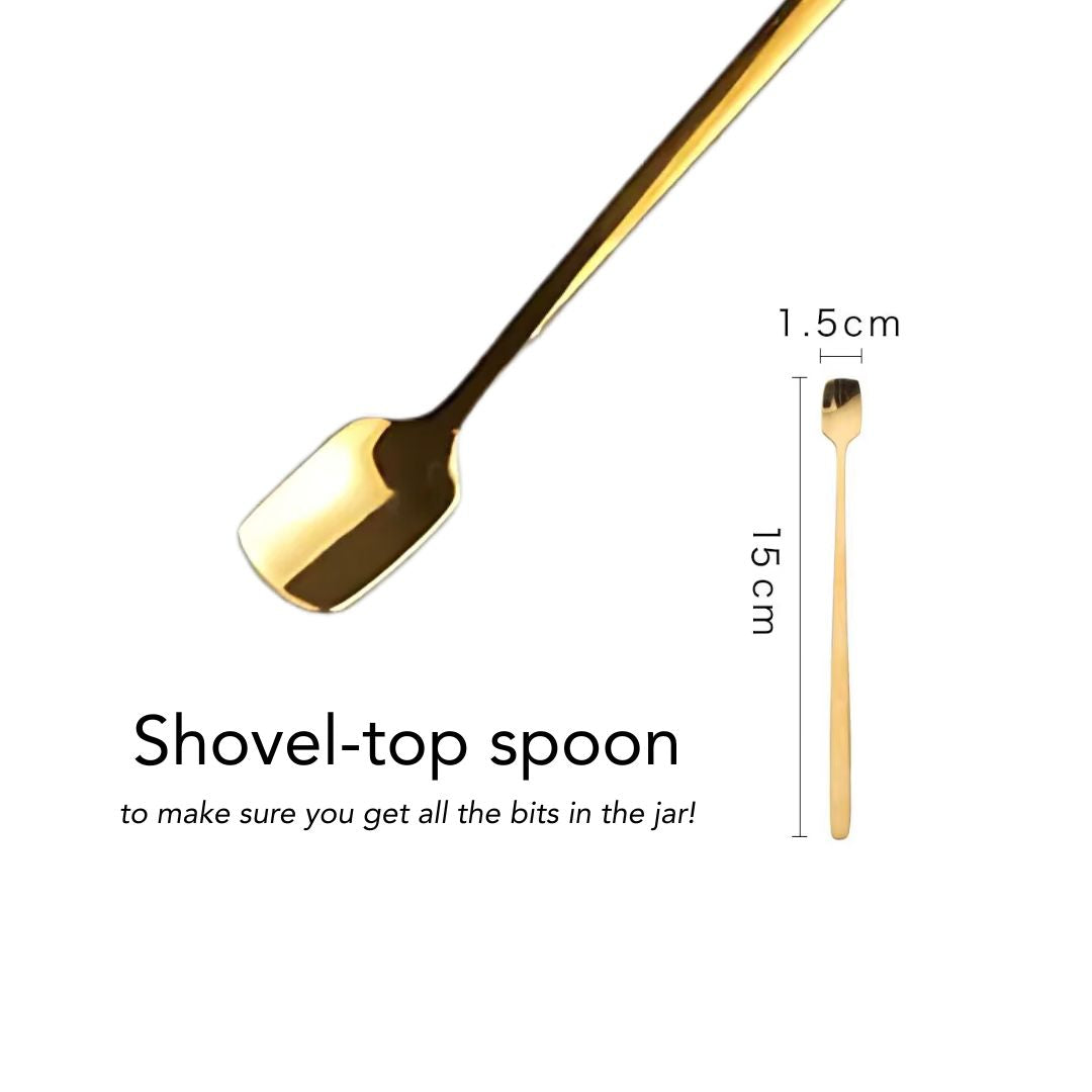 image of gold spoon and its measurements