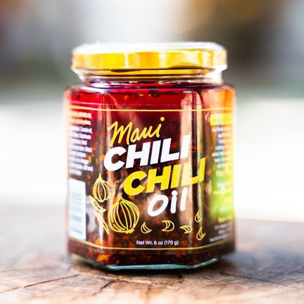 bottle of Mild Kine Spicy Maui Chili Chili Oil